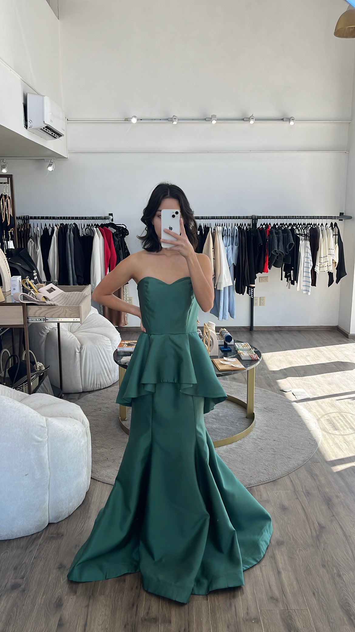 Vestido strapples verde
