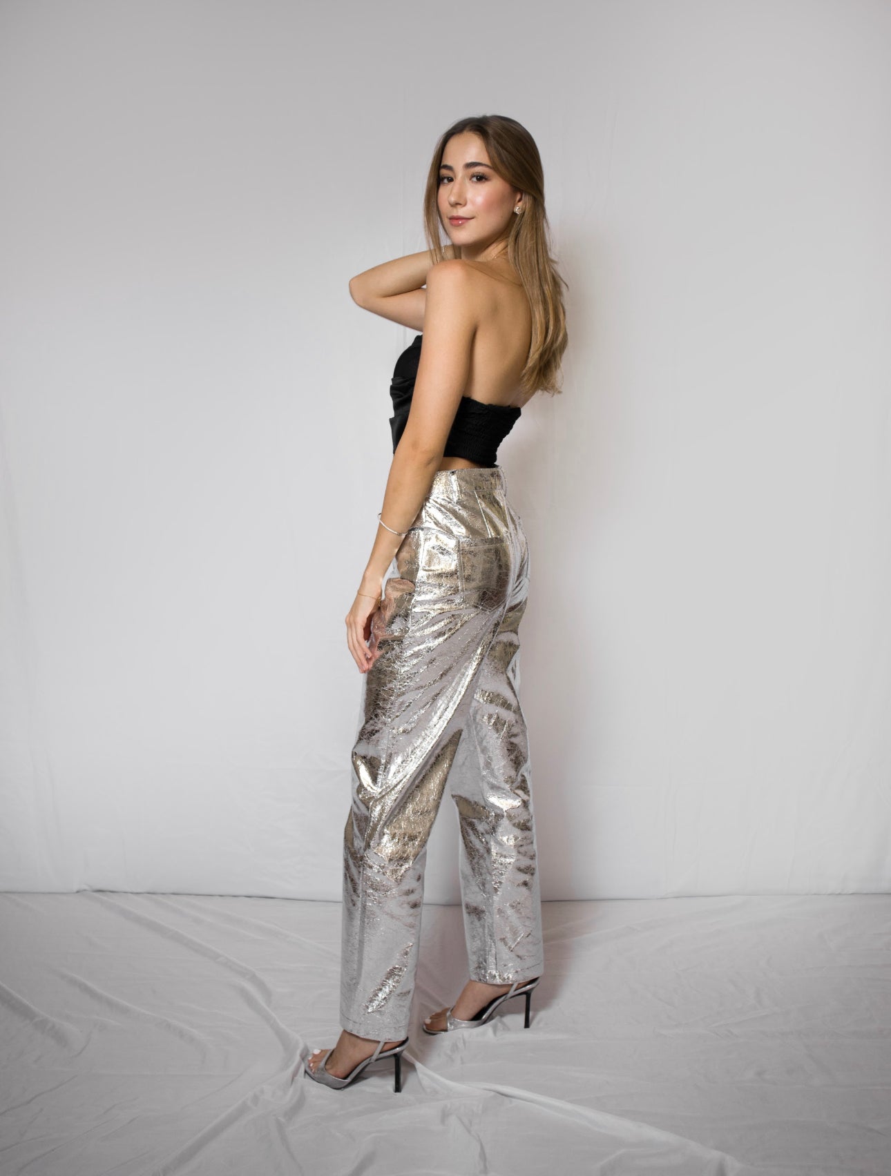 Metallic Textured Pants