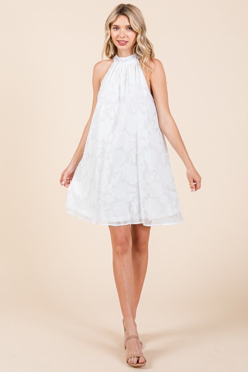 White Halter Mini Dress