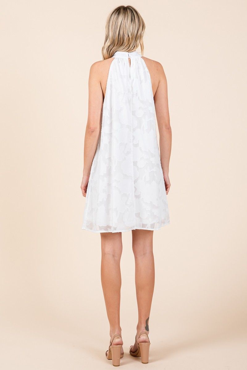White Halter Mini Dress