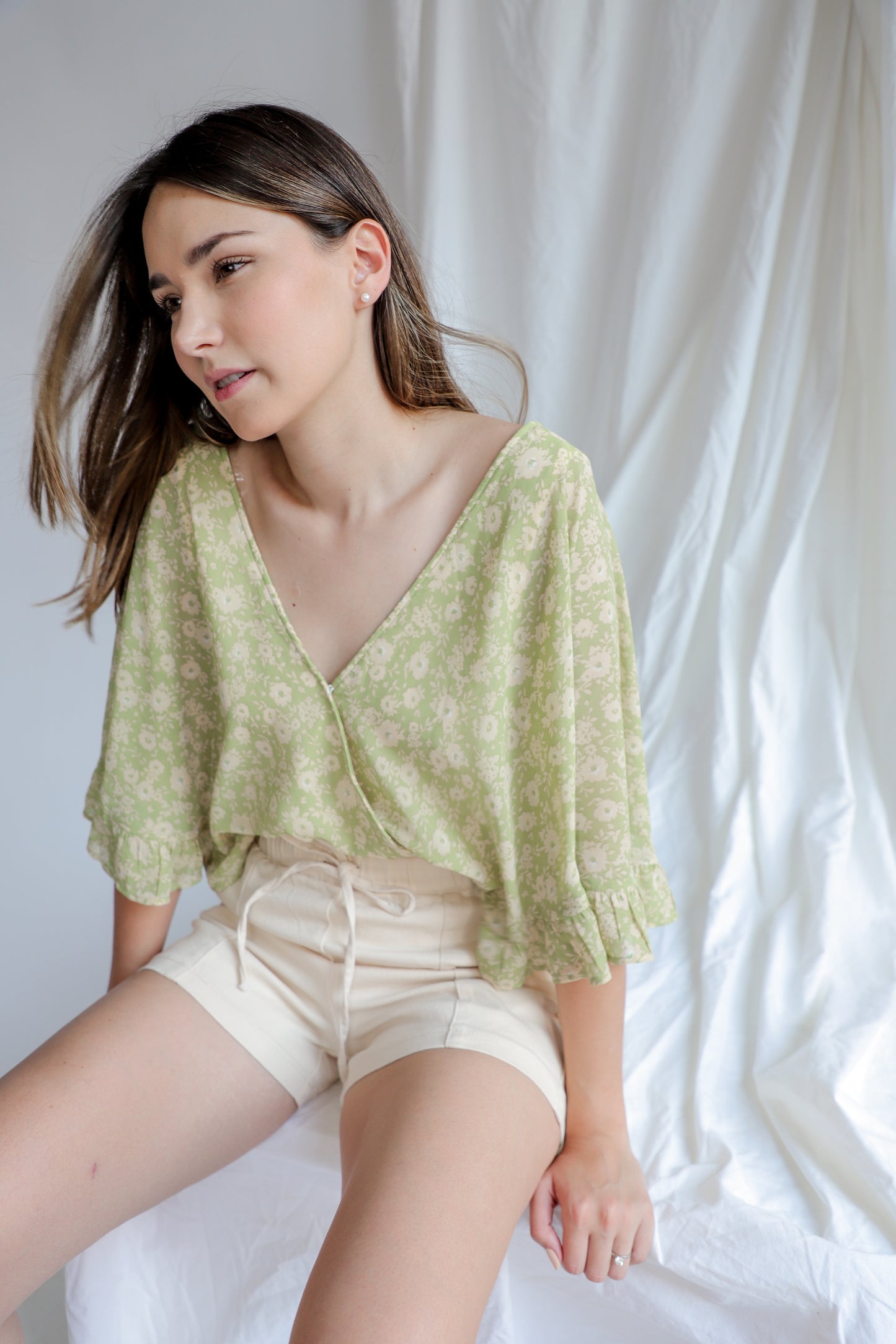 Drawstring Cream Shorts