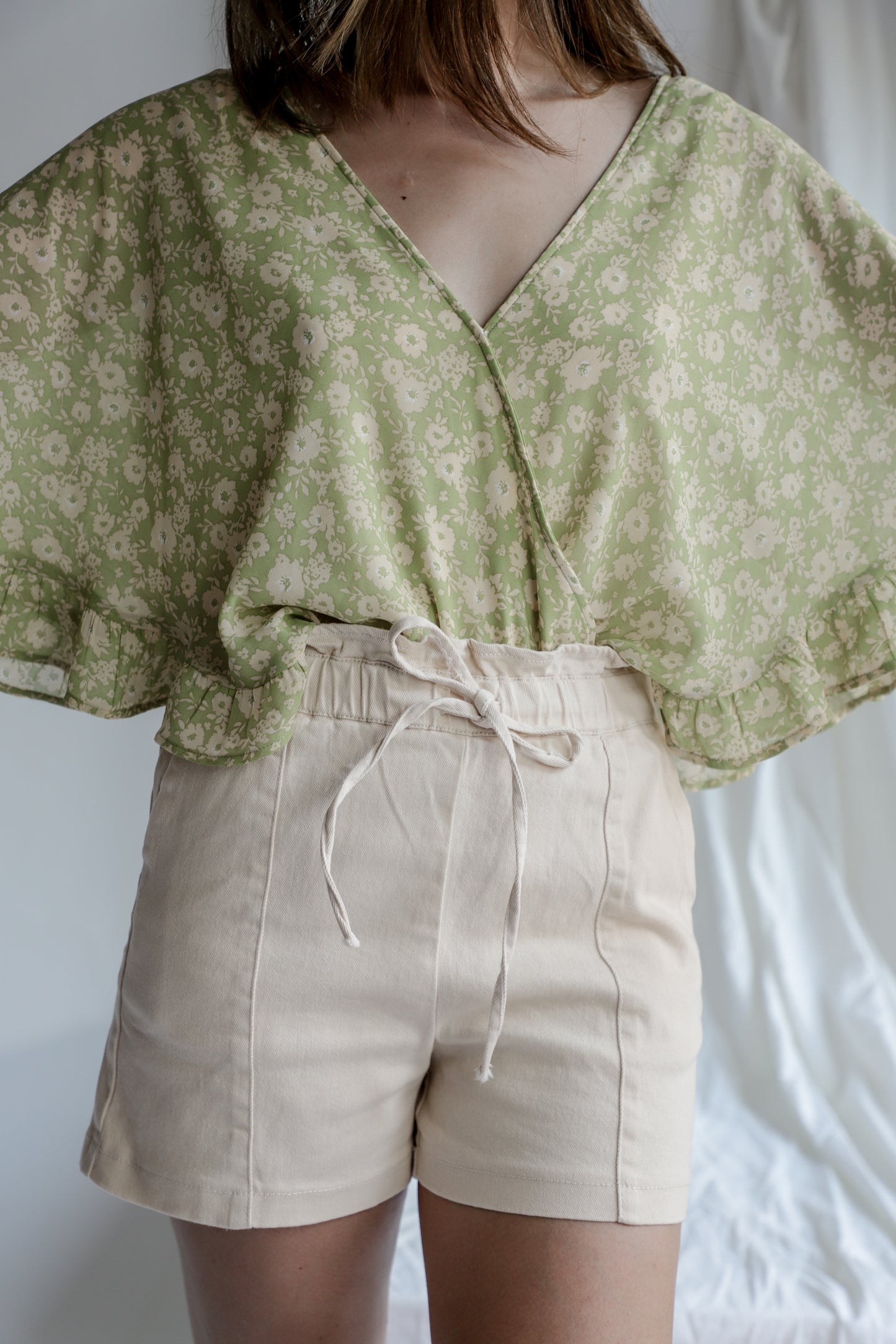 Drawstring Cream Shorts
