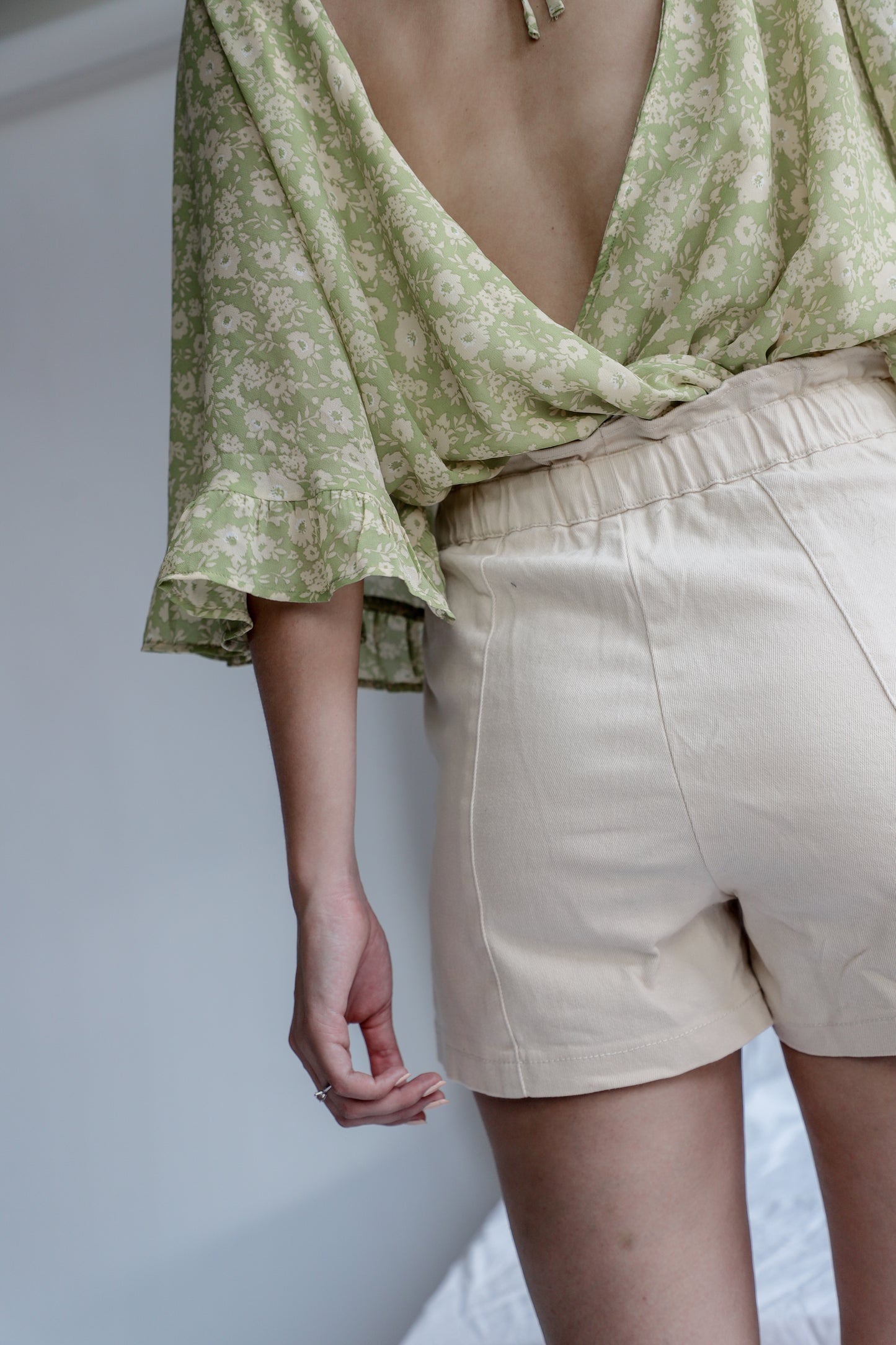Drawstring Cream Shorts