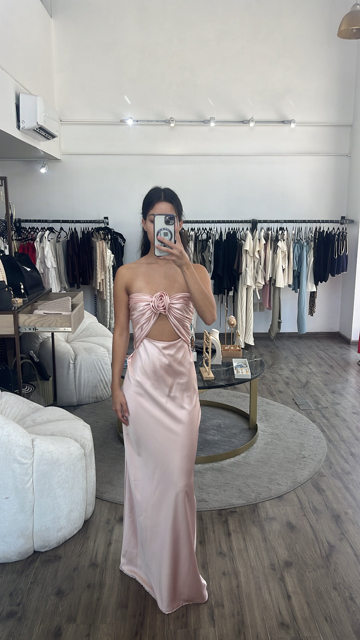 Vestido rosa con moño