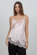 Vera satin-lace tank