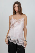 Vera satin-lace tank