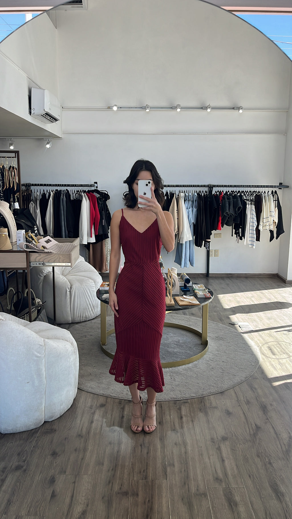 Vestido vino rayas midi