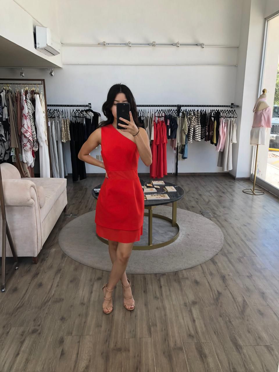 red mini dress