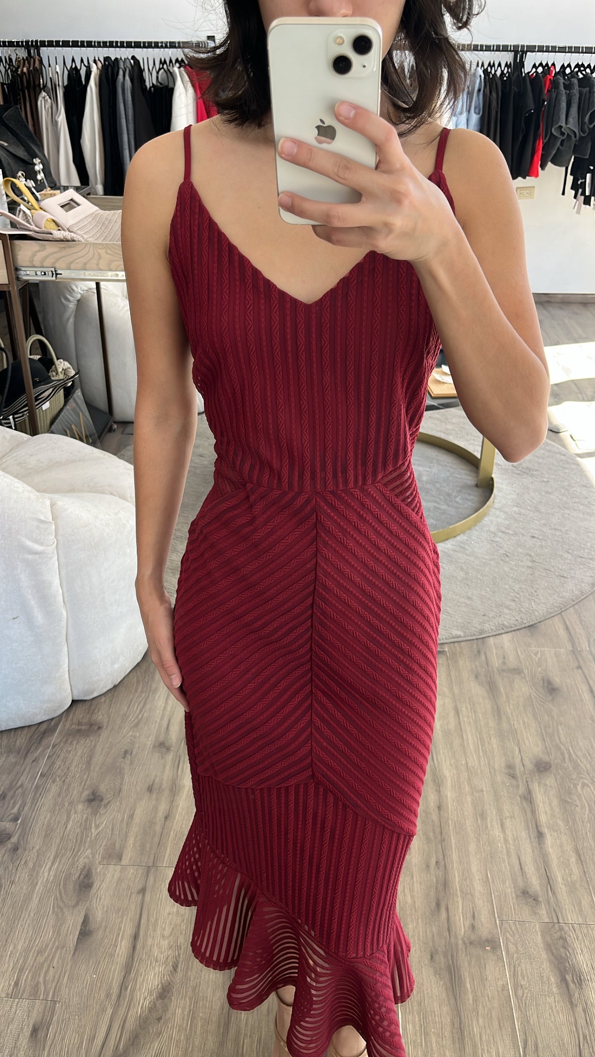 Vestido vino rayas midi