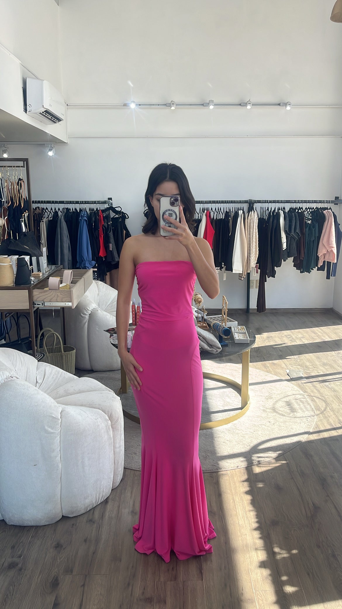 Strapples pink dress