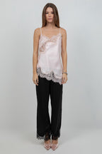 Vera satin-lace tank