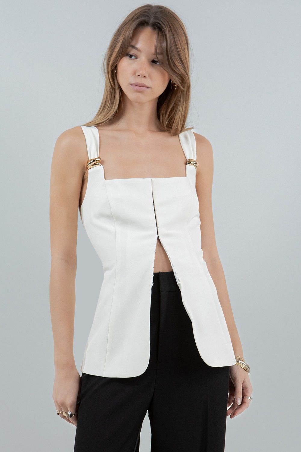 Ana Metal White Corset Top