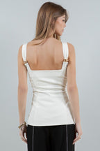 Ana Metal White Corset Top