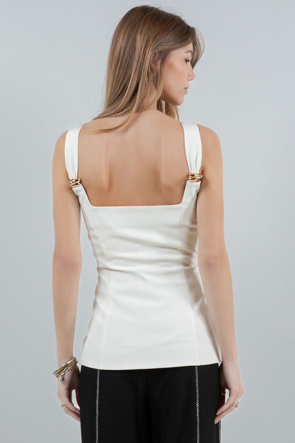 Ana Metal White Corset Top
