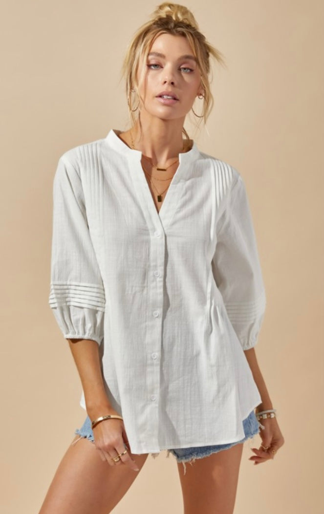 Pintuck Cotton Blouse