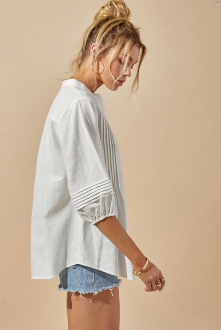 Pintuck Cotton Blouse