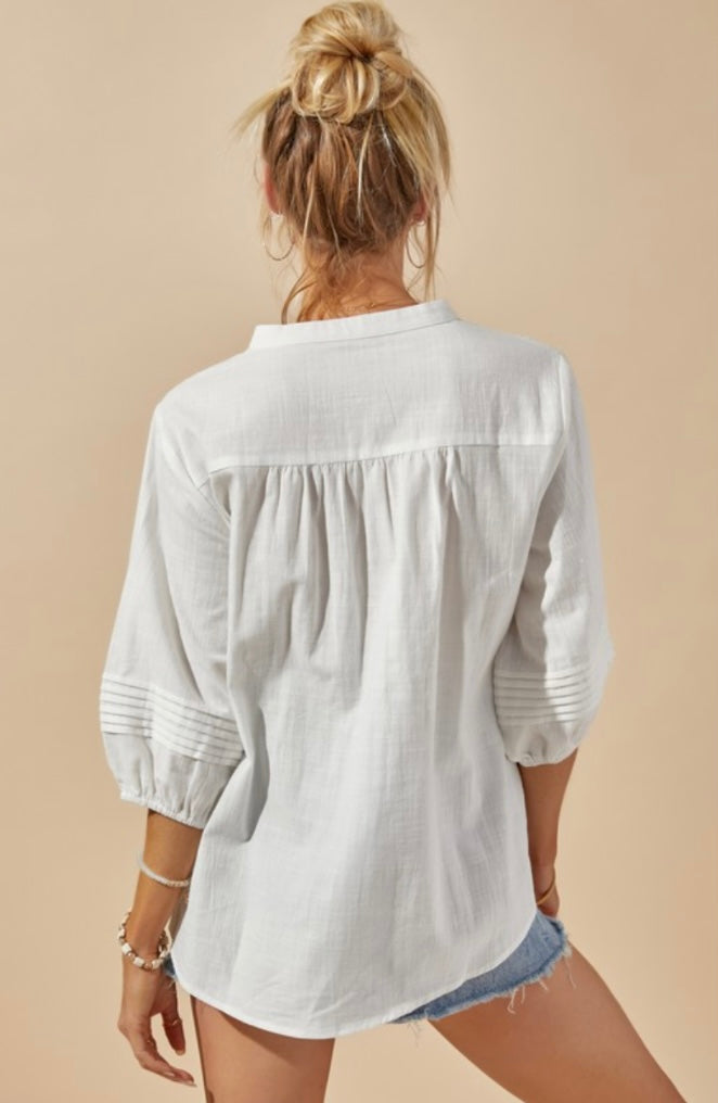 Pintuck Cotton Blouse