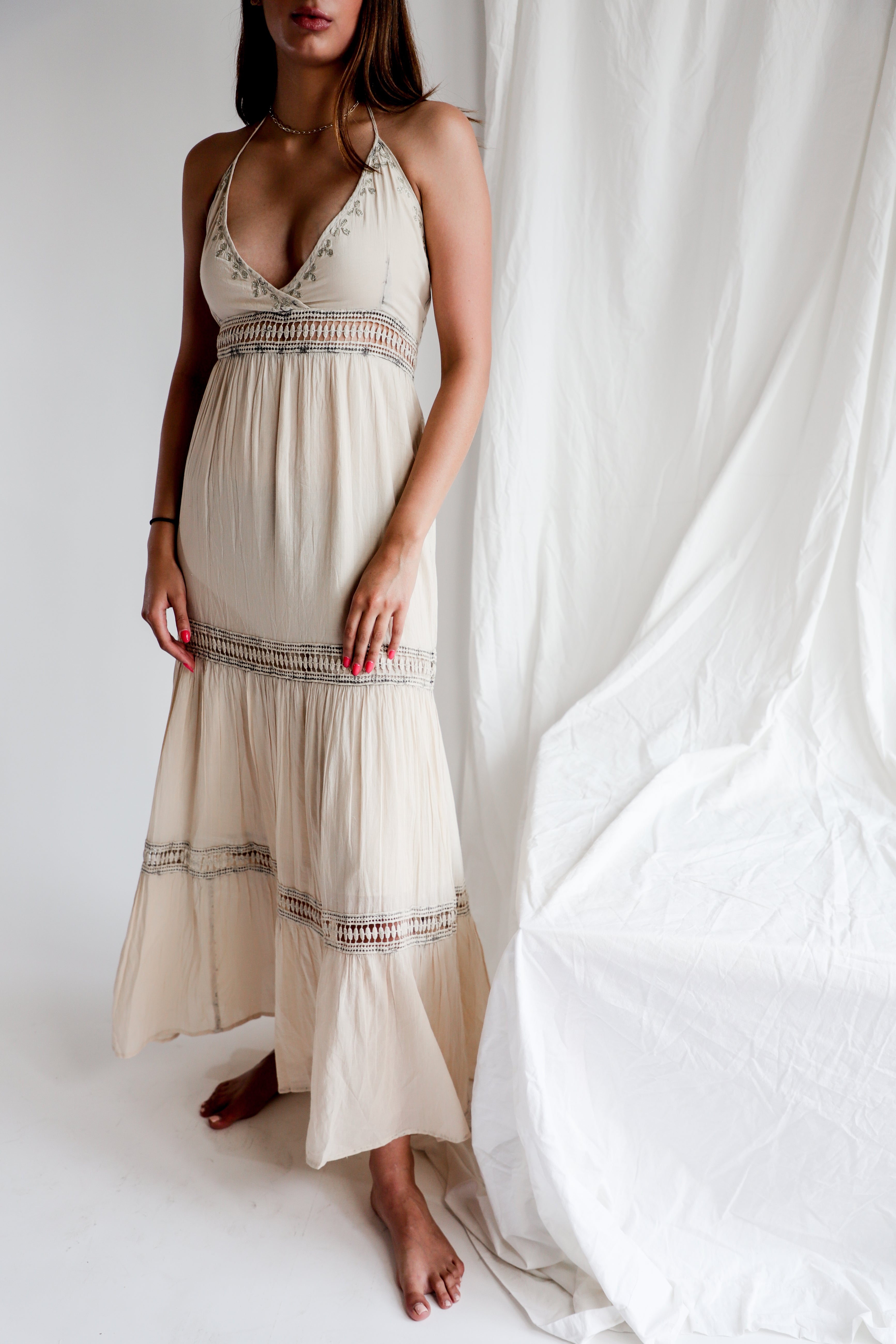 Halter Mesh Maxi Dress